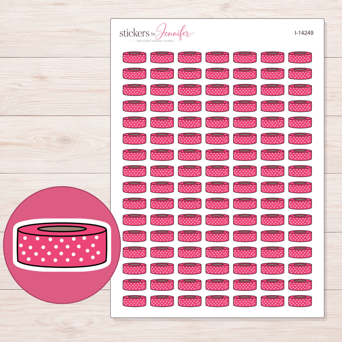 I-14249 planner sticker sheet with enlarged sticker detail