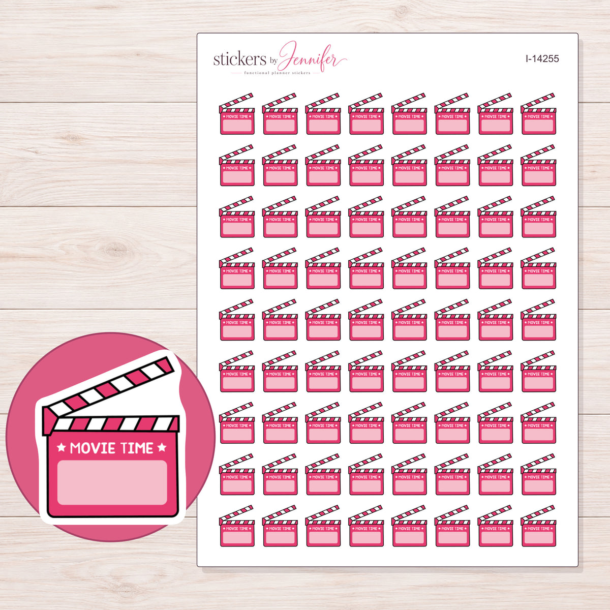 I-14255 planner sticker sheet with enlarged sticker detail