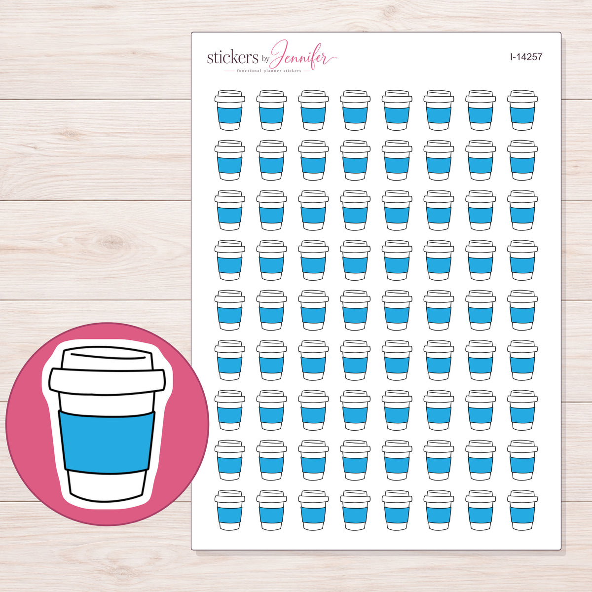 I-14257 planner sticker sheet with enlarged sticker detail