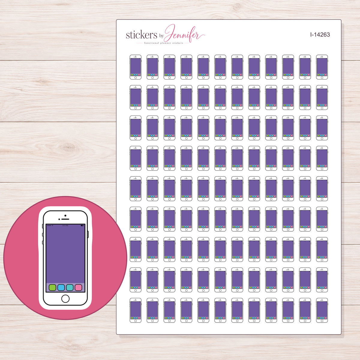 I-14263 planner sticker sheet with enlarged sticker detail