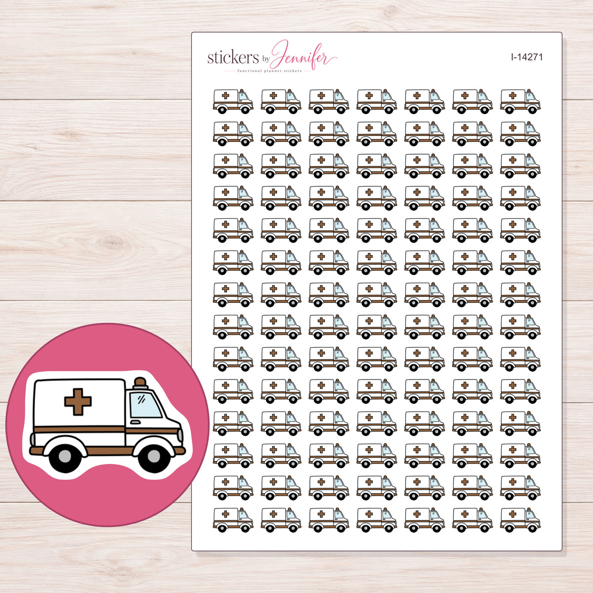 I-14271 planner sticker sheet with enlarged sticker detail
