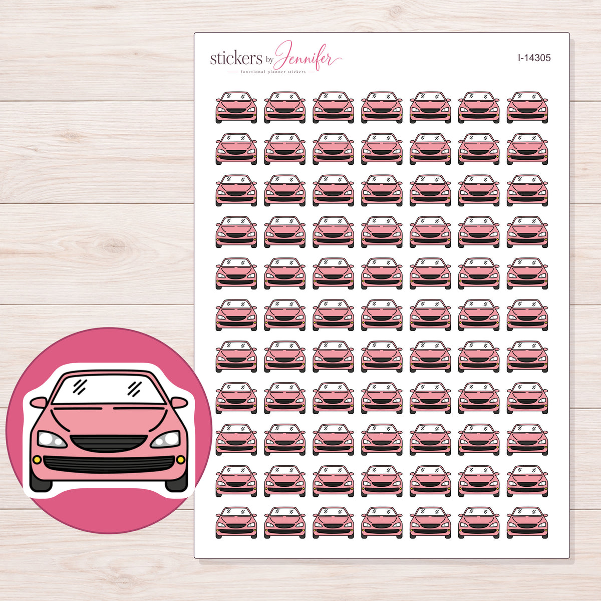 I-14305 planner sticker sheet with enlarged sticker detail