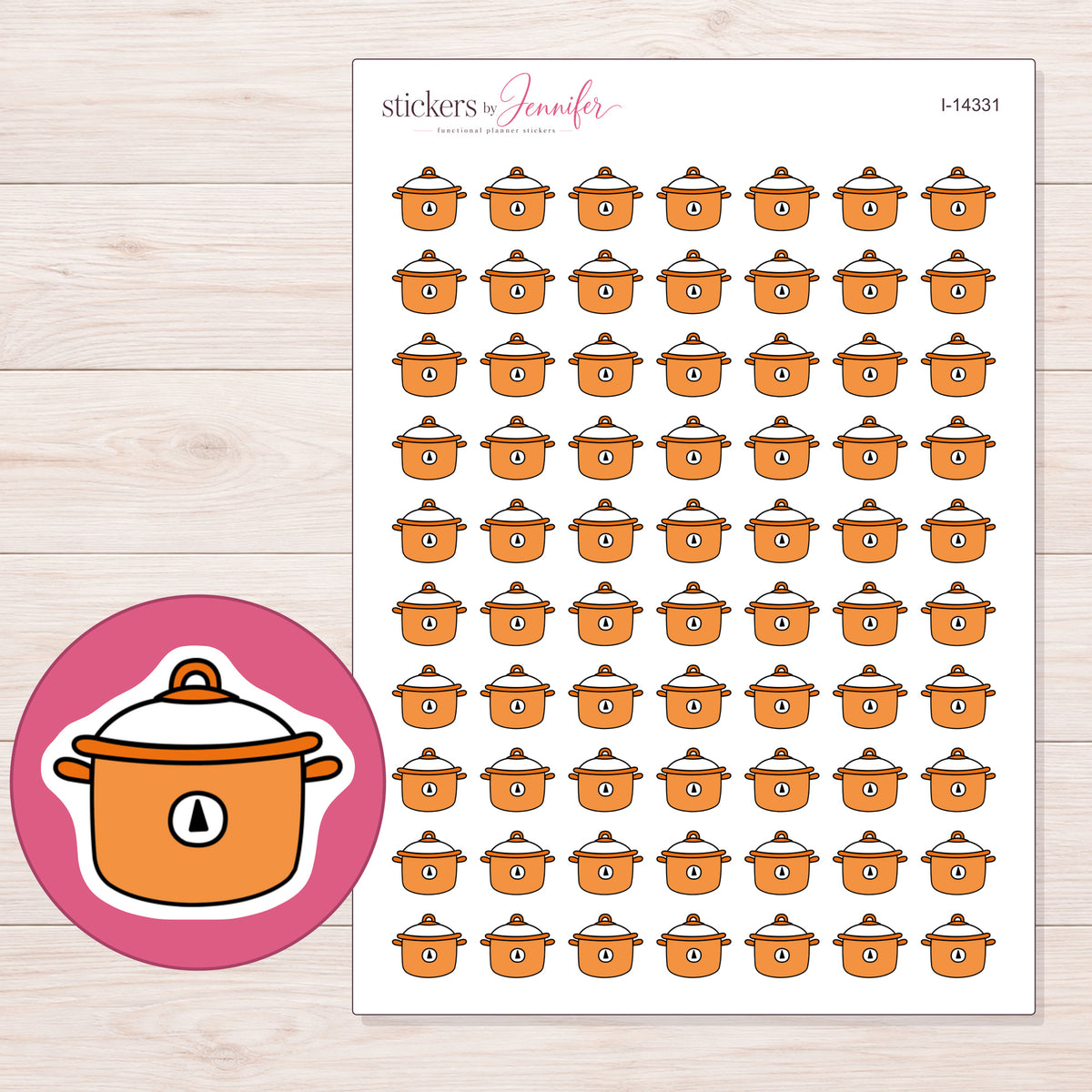 I-14331 planner sticker sheet with enlarged sticker detail