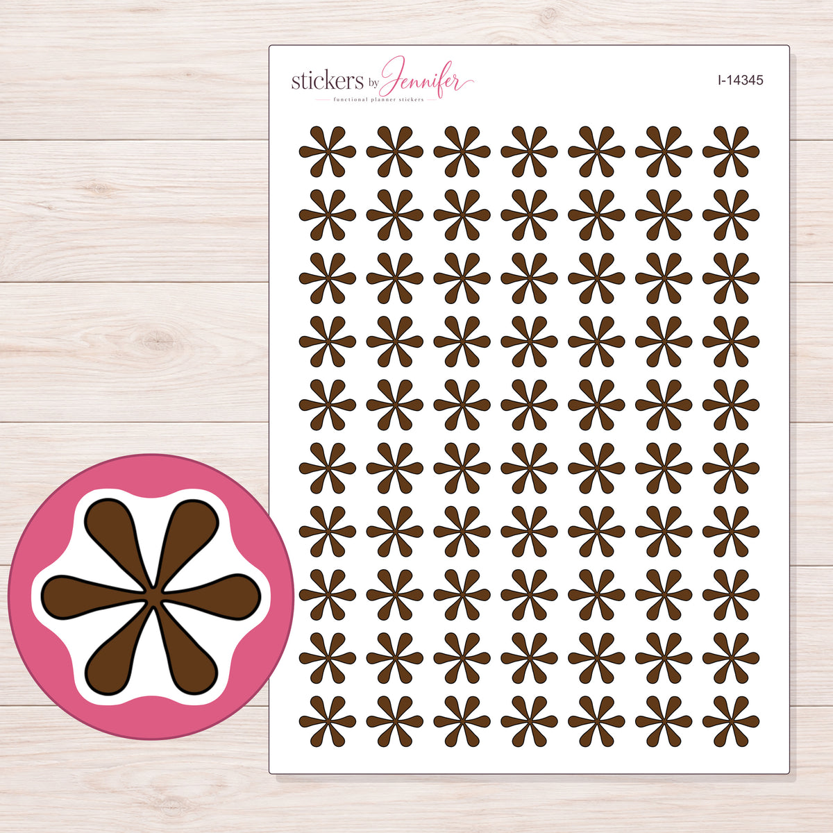 I-14345 planner sticker sheet with enlarged sticker detail