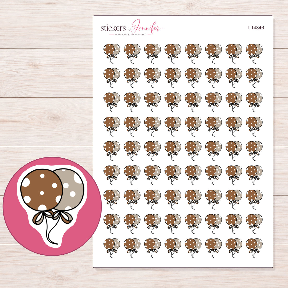 I-14346 planner sticker sheet with enlarged sticker detail