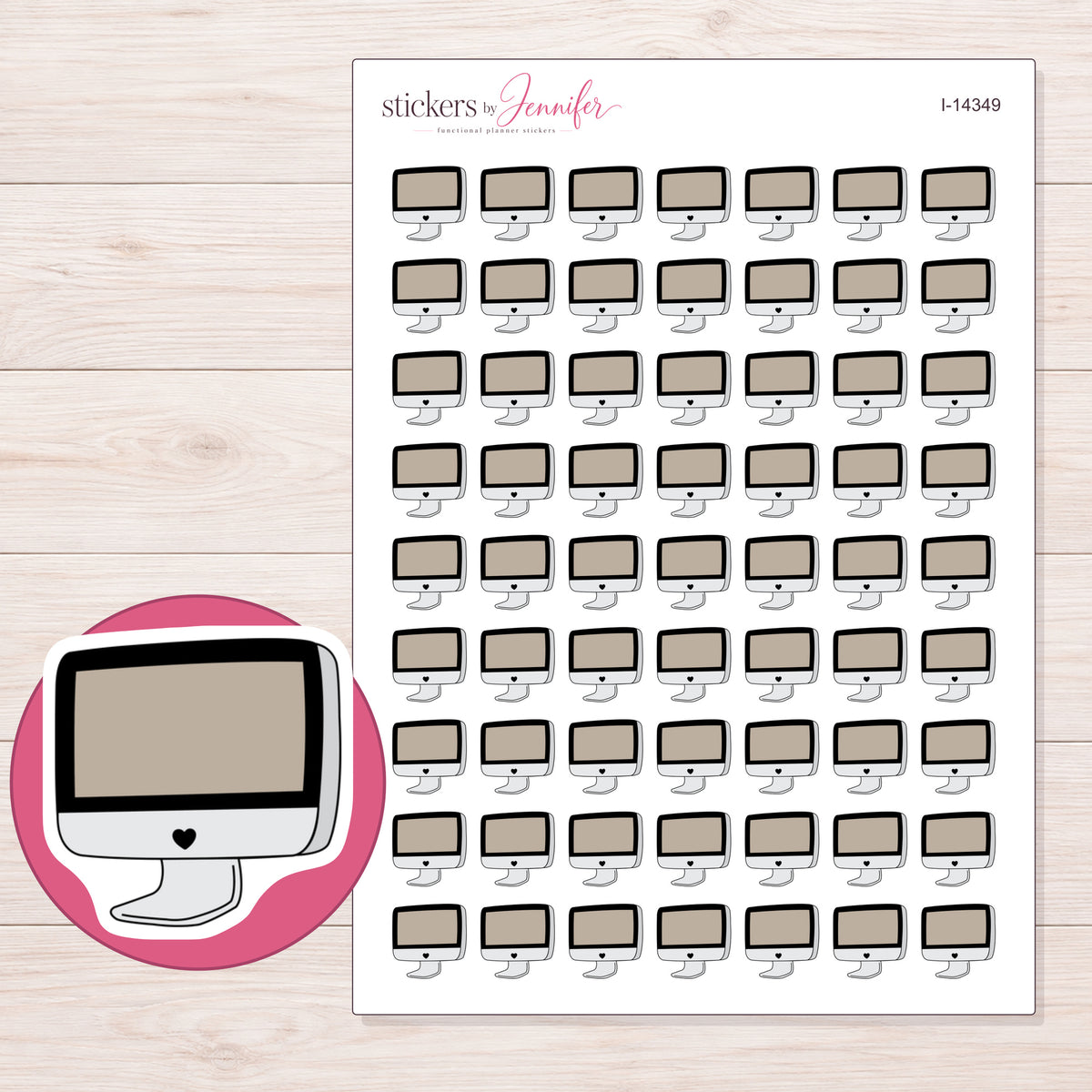 I-14349 planner sticker sheet with enlarged sticker detail