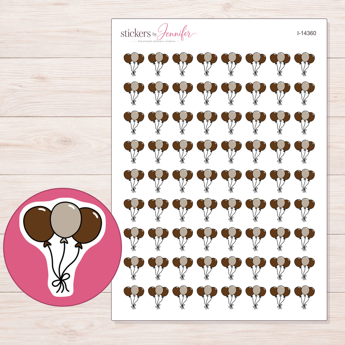 I-14360 planner sticker sheet with enlarged sticker detail