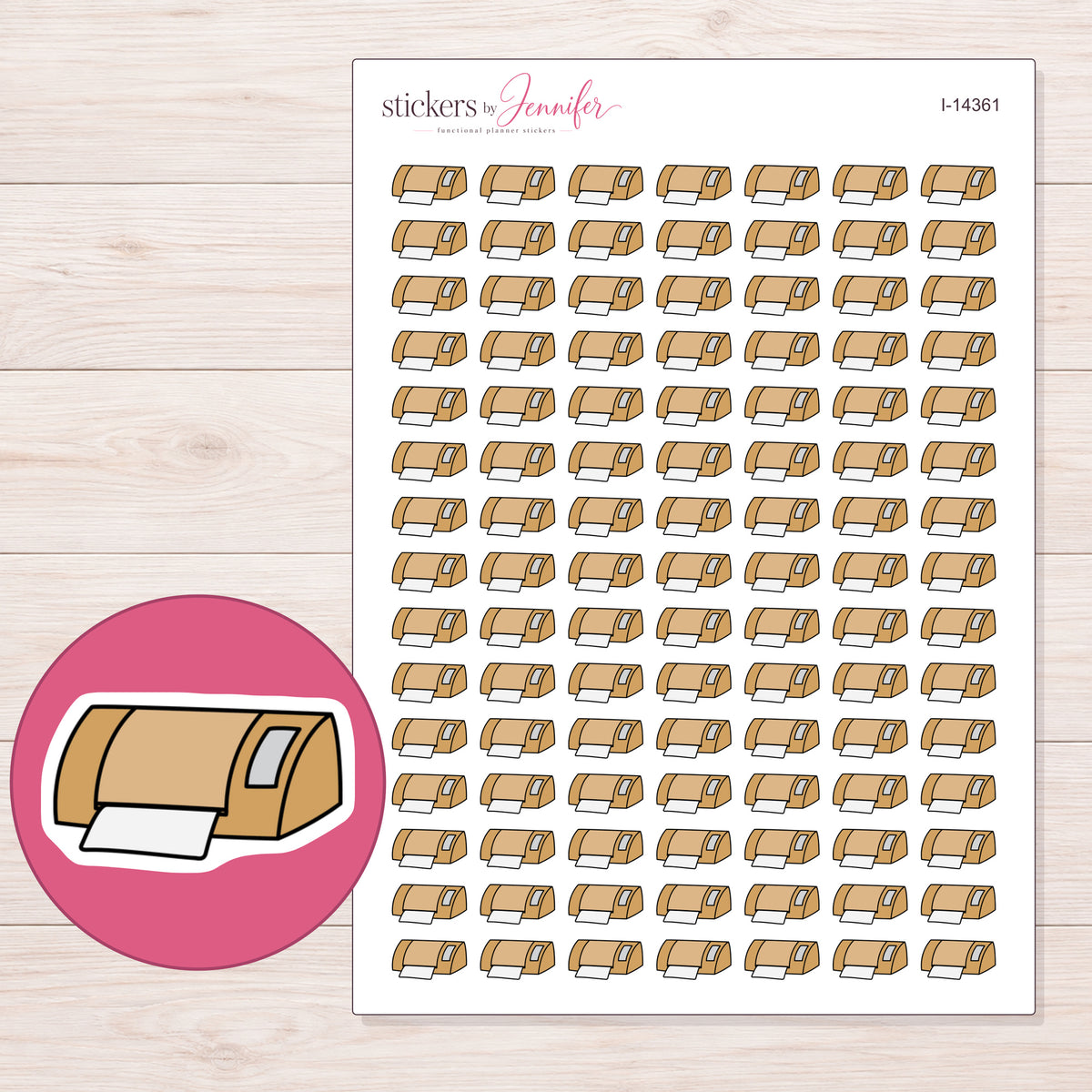 I-14361 planner sticker sheet with enlarged sticker detail