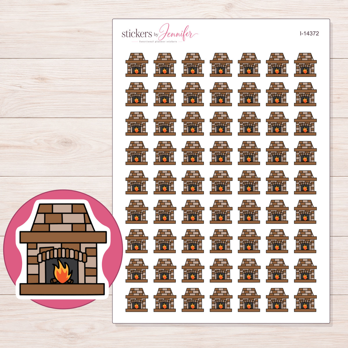 I-14372 planner sticker sheet with enlarged sticker detail