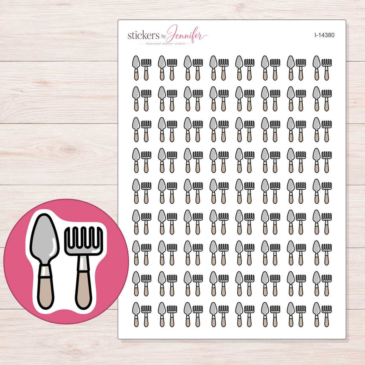 I-14380 planner sticker sheet with enlarged sticker detail