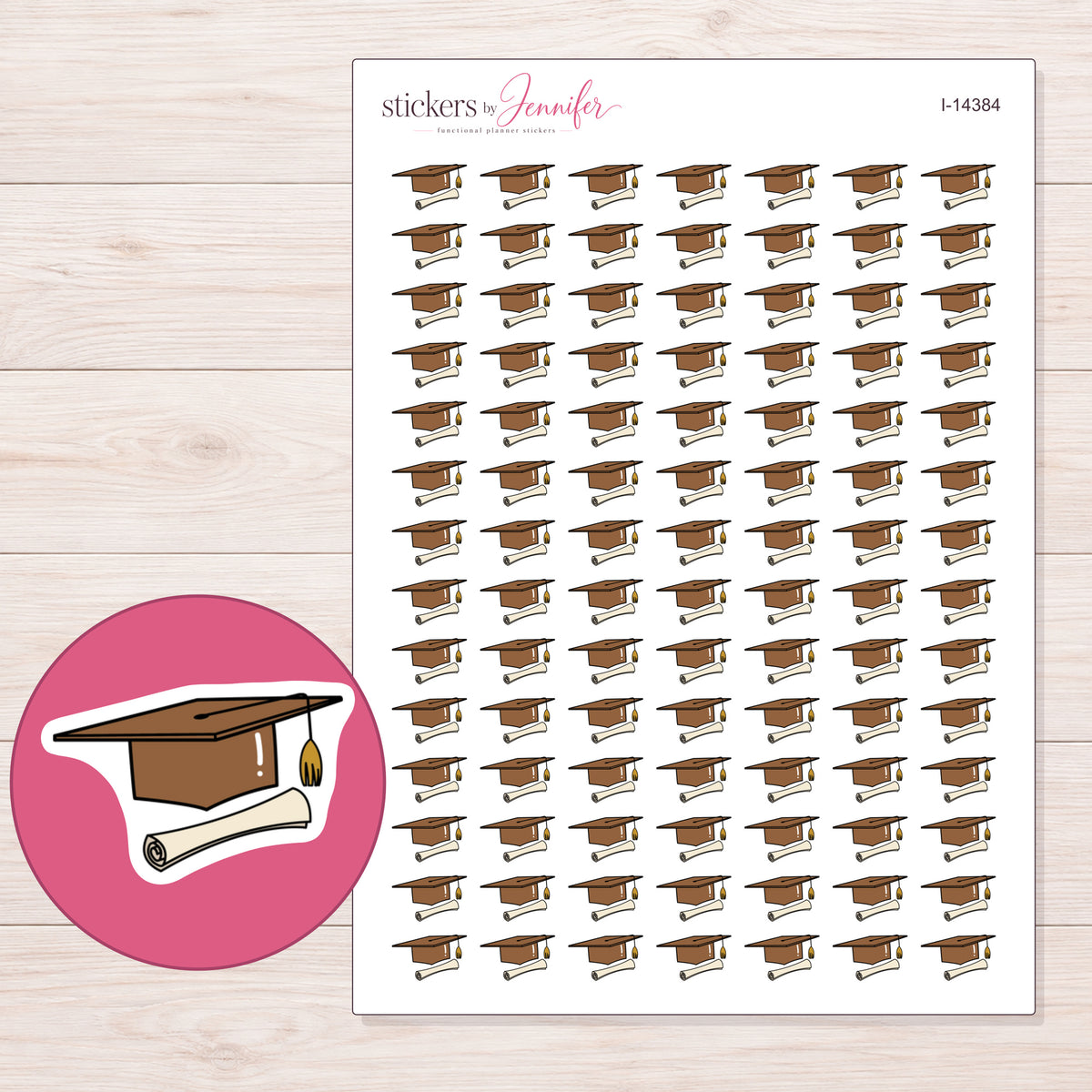 I-14384 planner sticker sheet with enlarged sticker detail