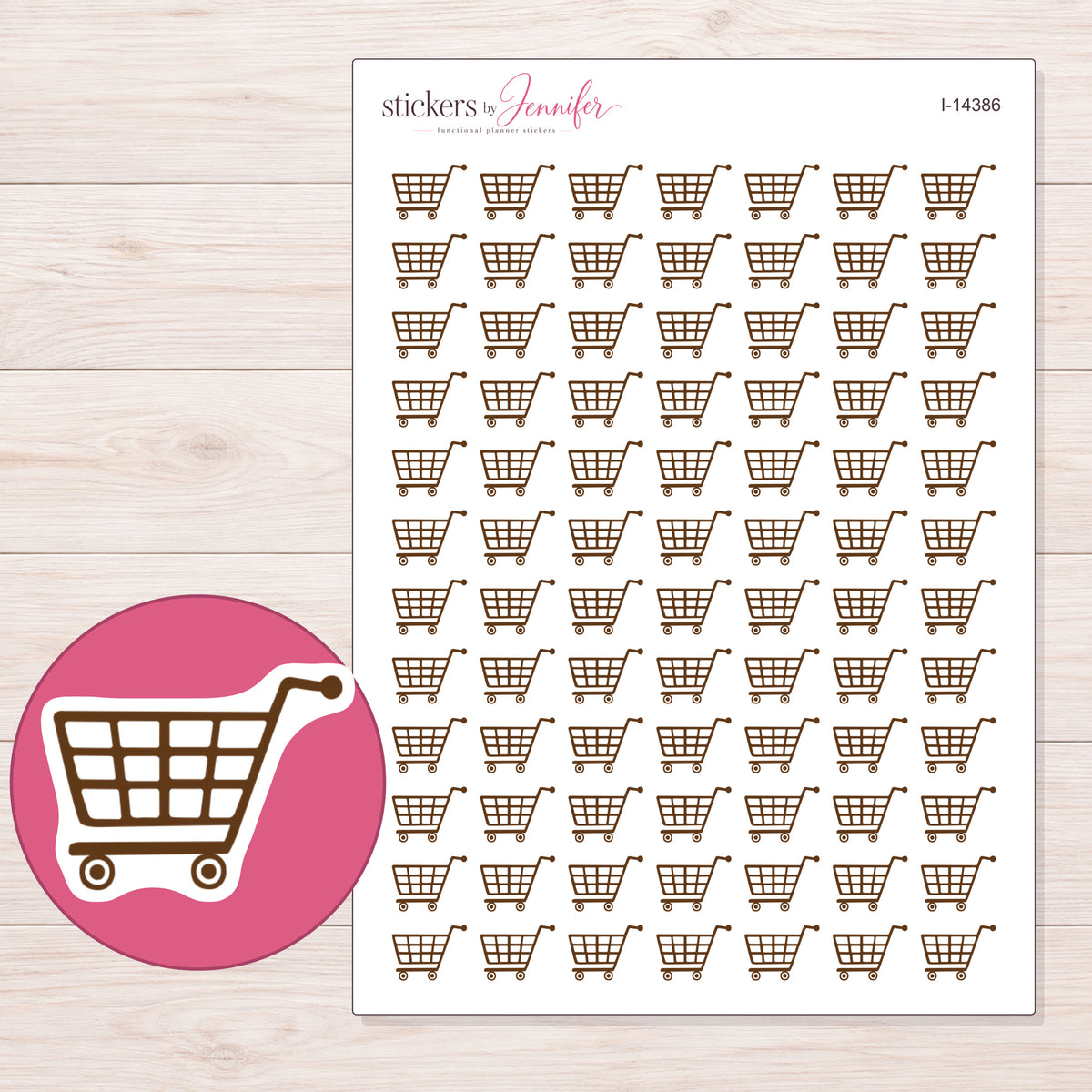 I-14386 planner sticker sheet with enlarged sticker detail