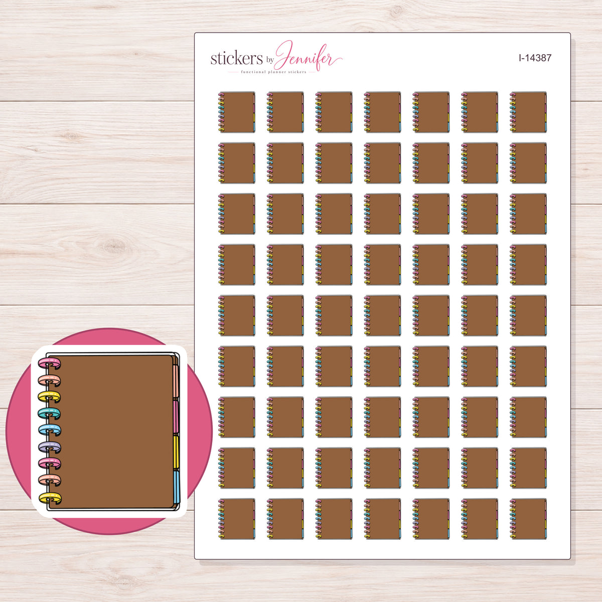 I-14387 planner sticker sheet with enlarged sticker detail
