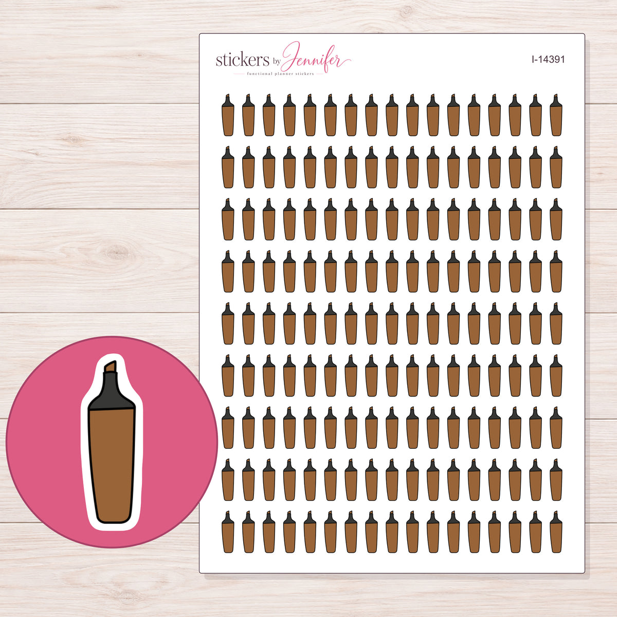 I-14391 planner sticker sheet with enlarged sticker detail