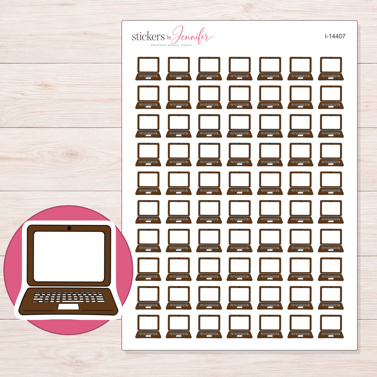 I-14407 planner sticker sheet with enlarged sticker detail