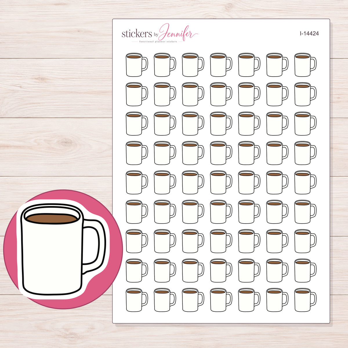 I-14424 planner sticker sheet with enlarged sticker detail
