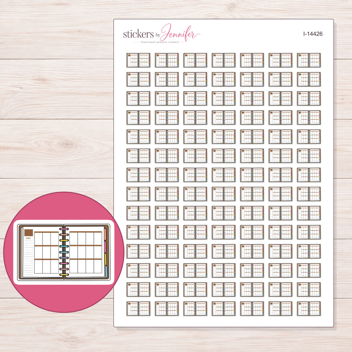 I-14426 planner sticker sheet with enlarged sticker detail