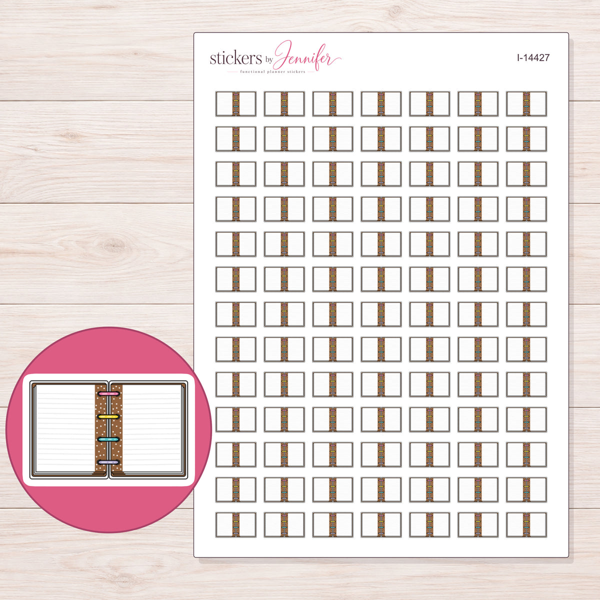 I-14427 planner sticker sheet with enlarged sticker detail