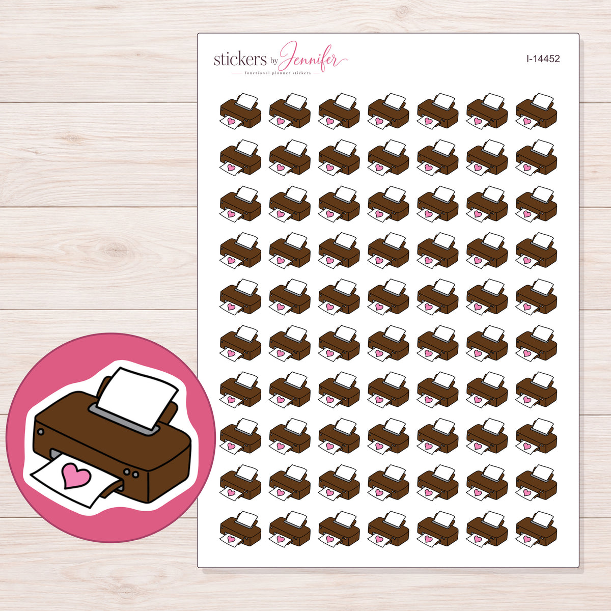 I-14452 planner sticker sheet with enlarged sticker detail