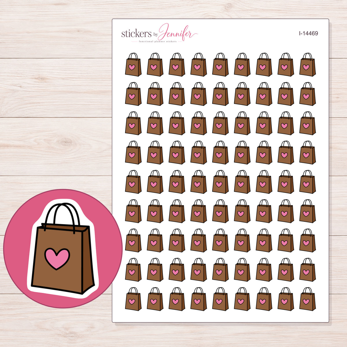 I-14469 planner sticker sheet with enlarged sticker detail