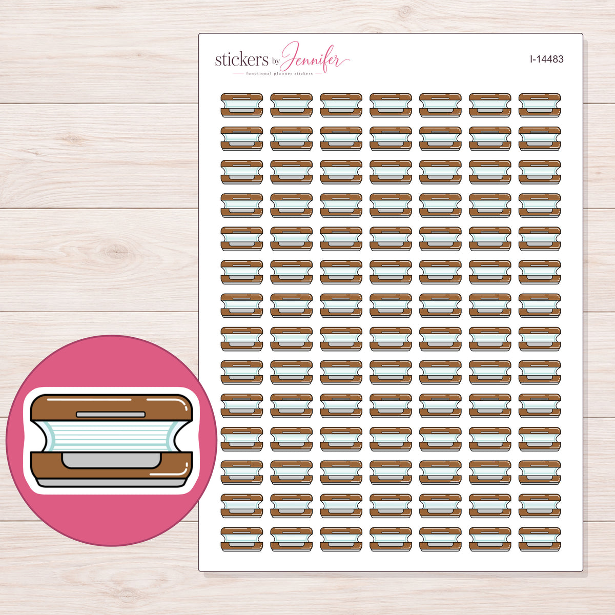 I-14483 planner sticker sheet with enlarged sticker detail