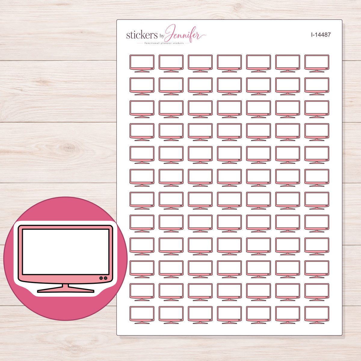 I-14487 planner sticker sheet with enlarged sticker detail