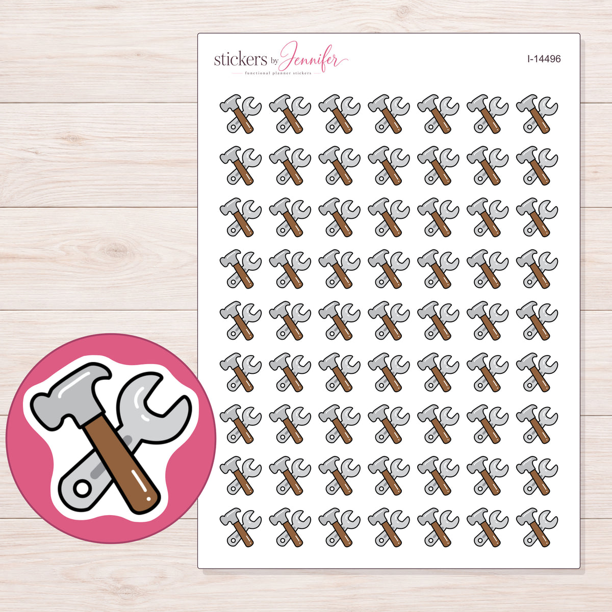 I-14496 planner sticker sheet with enlarged sticker detail