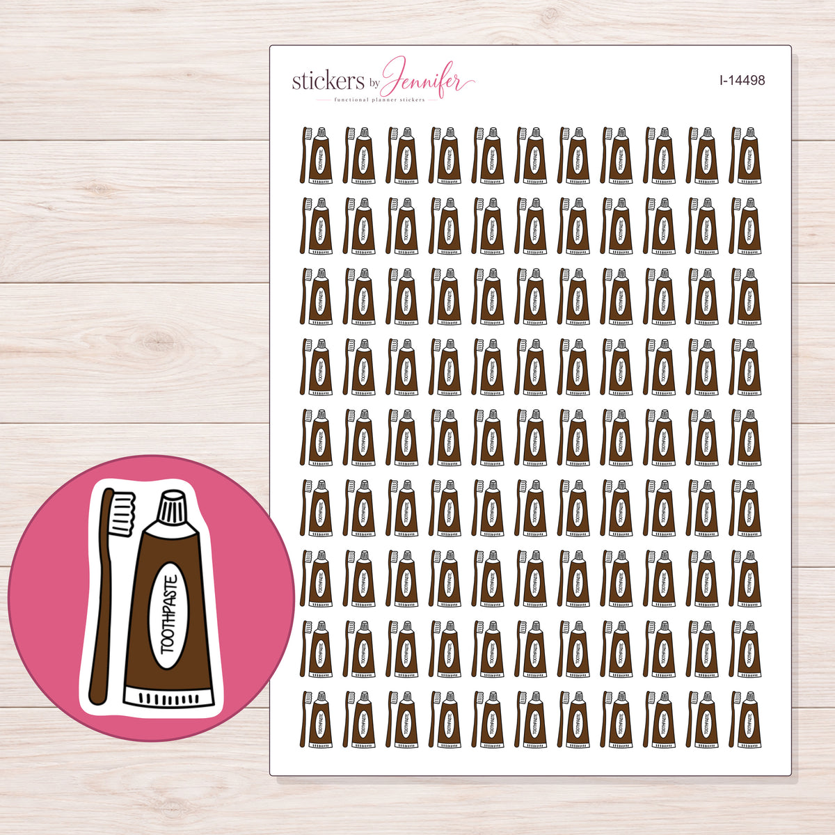 I-14498 planner sticker sheet with enlarged sticker detail