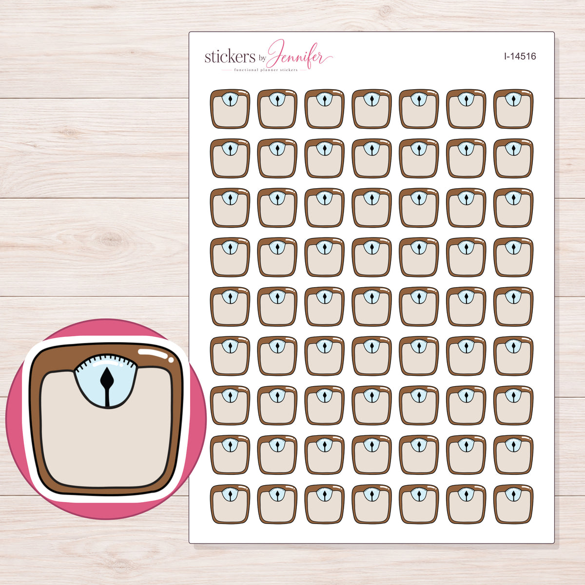 I-14516 planner sticker sheet with enlarged sticker detail