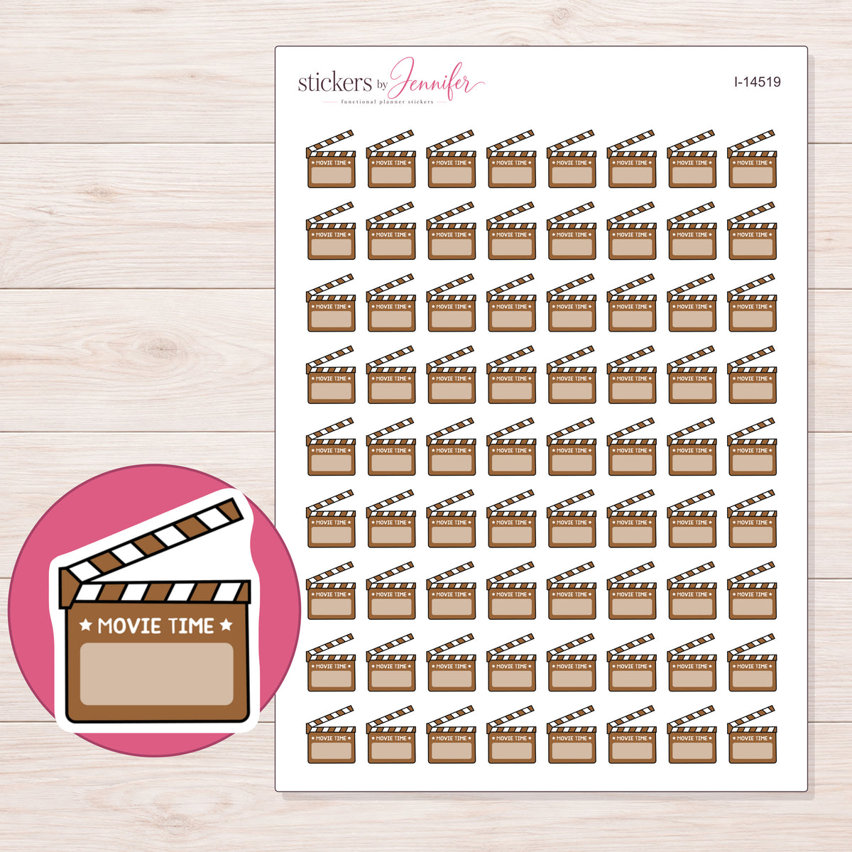 I-14519 planner sticker sheet with enlarged sticker detail