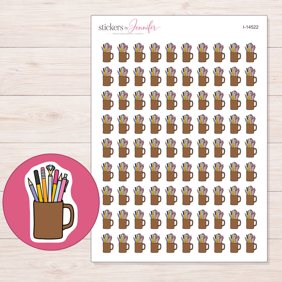 I-14522 planner sticker sheet with enlarged sticker detail