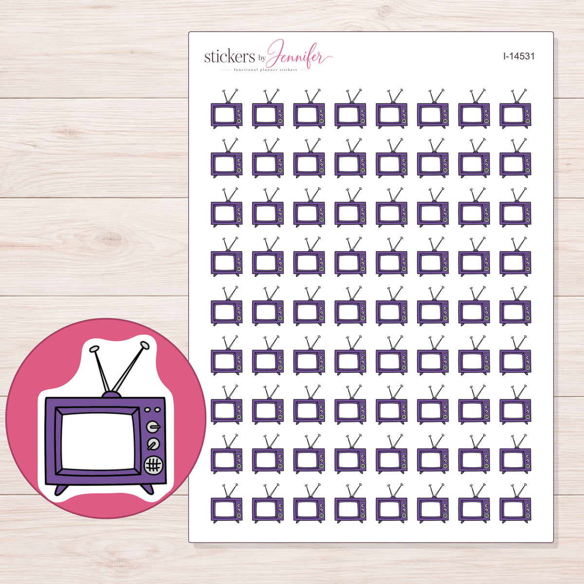 I-14531 planner sticker sheet with enlarged sticker detail