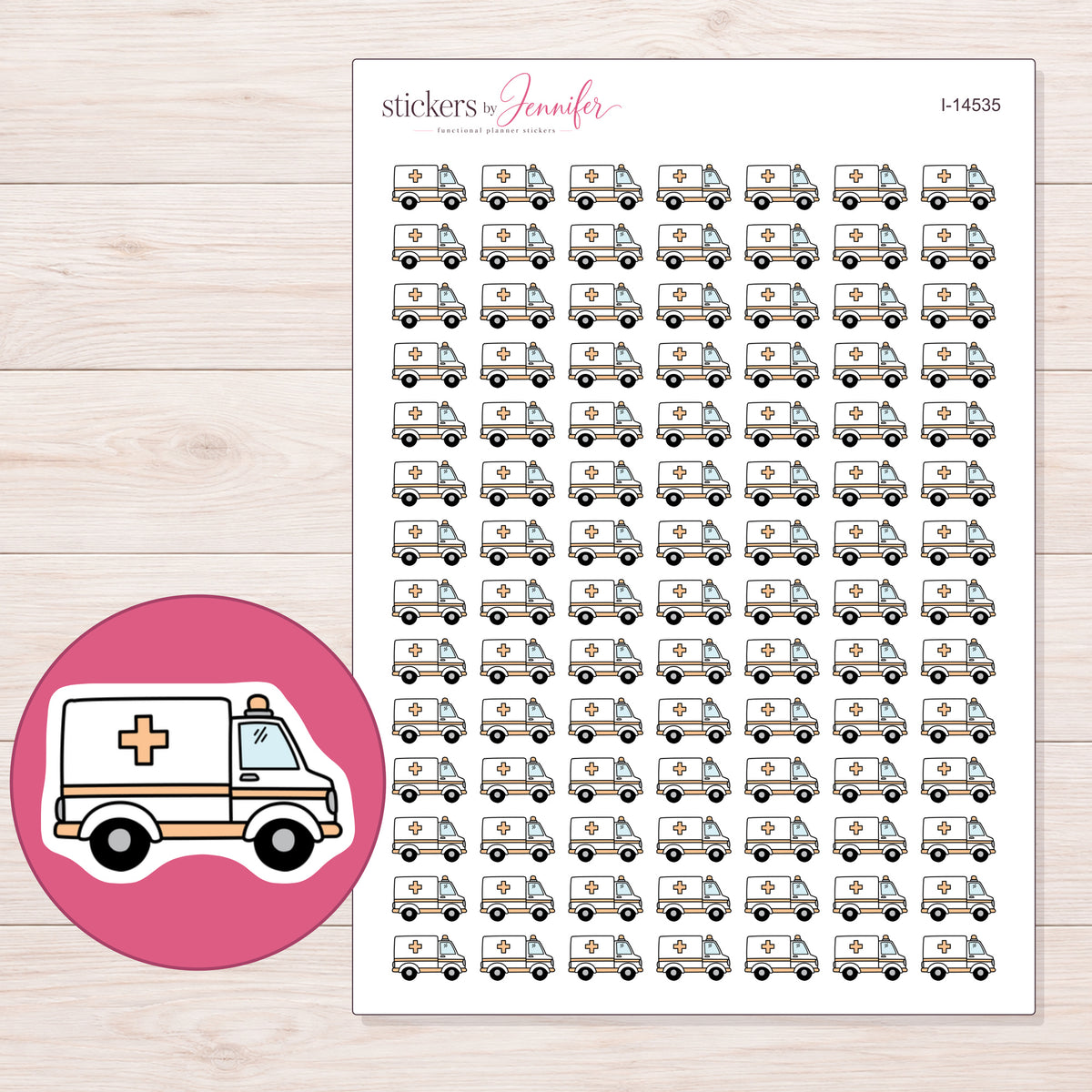 I-14535 planner sticker sheet with enlarged sticker detail