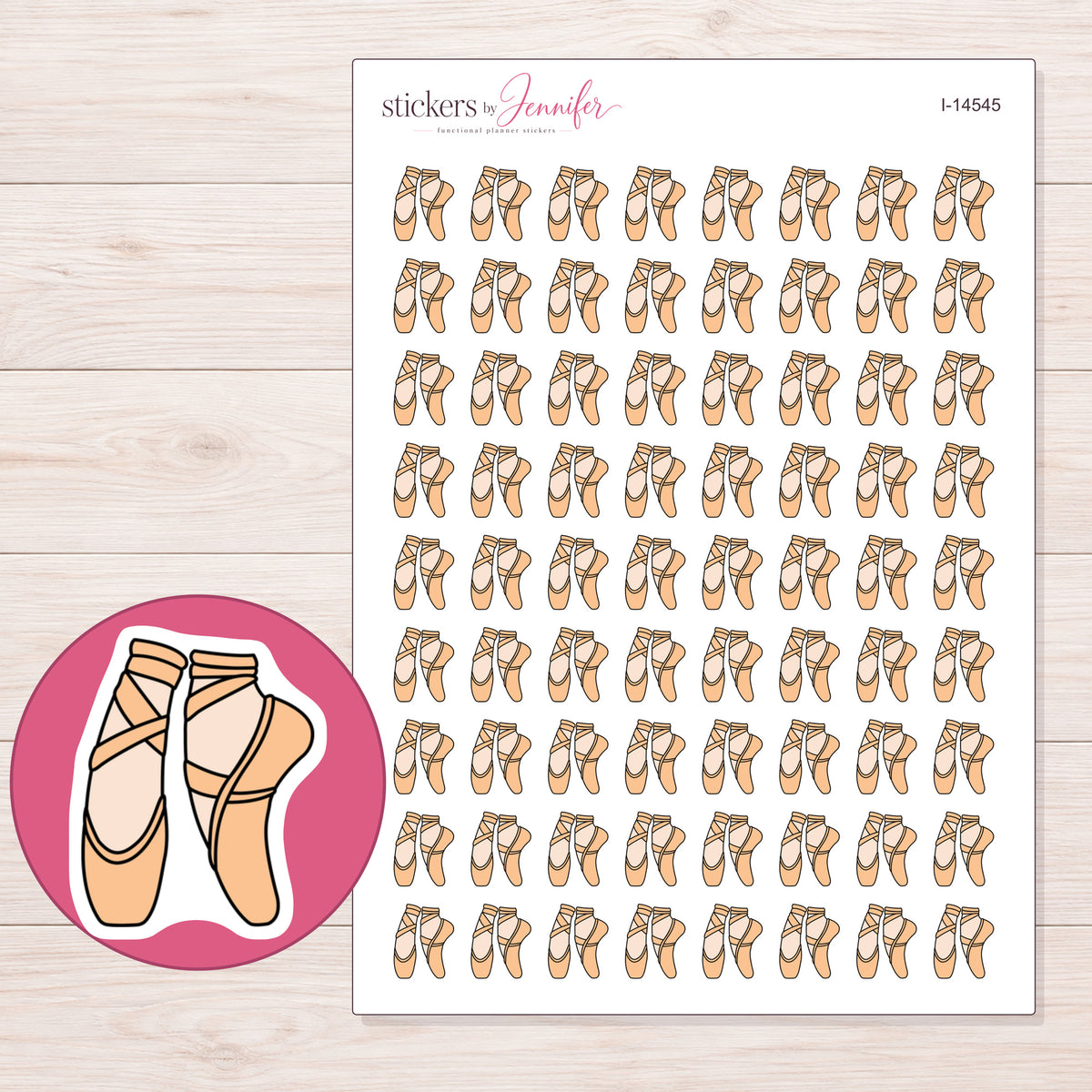 I-14545 planner sticker sheet with enlarged sticker detail