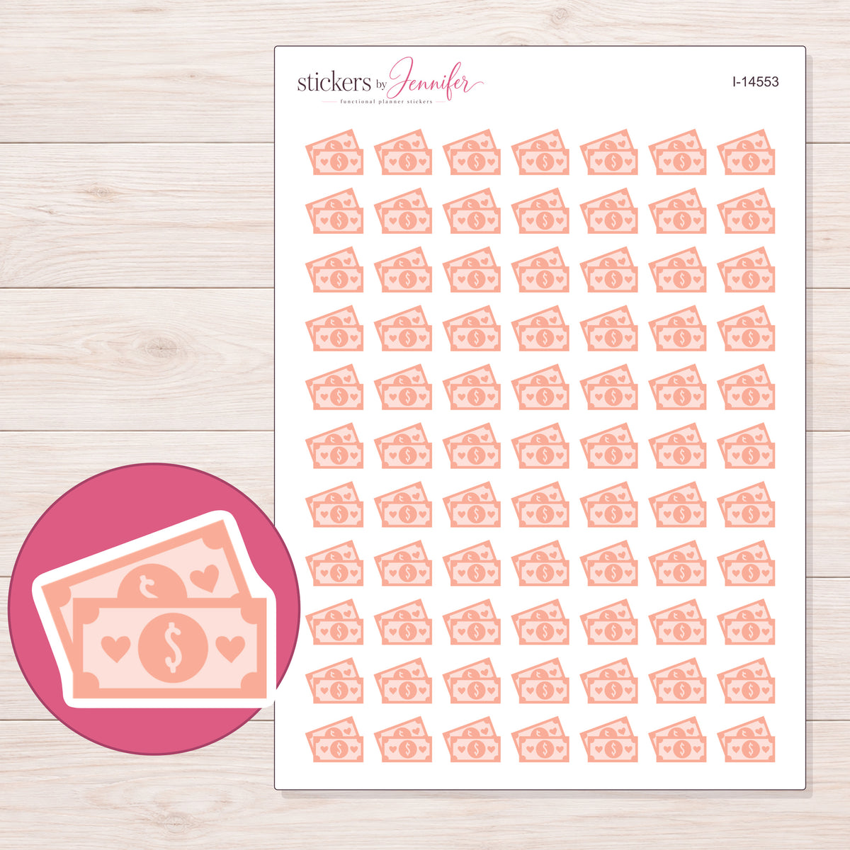 I-14553 planner sticker sheet with enlarged sticker detail