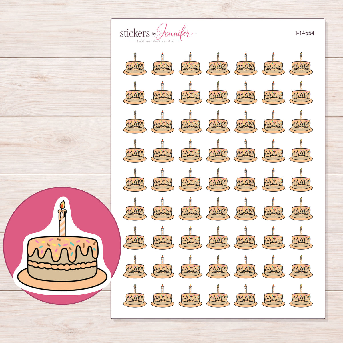 I-14554 planner sticker sheet with enlarged sticker detail