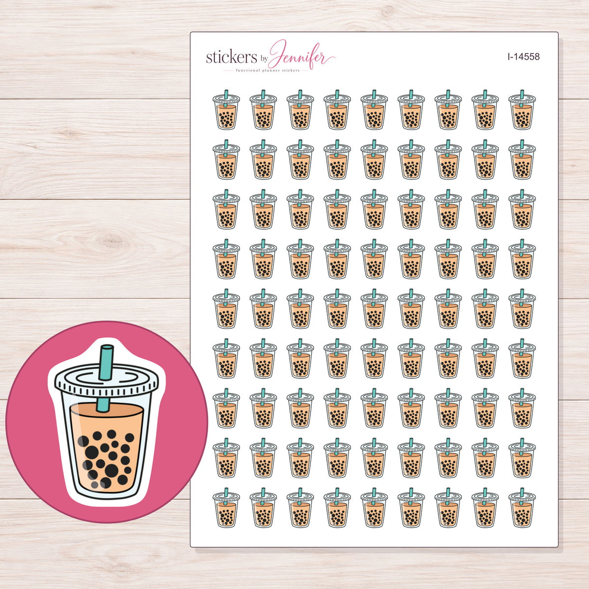 I-14558 planner sticker sheet with enlarged sticker detail
