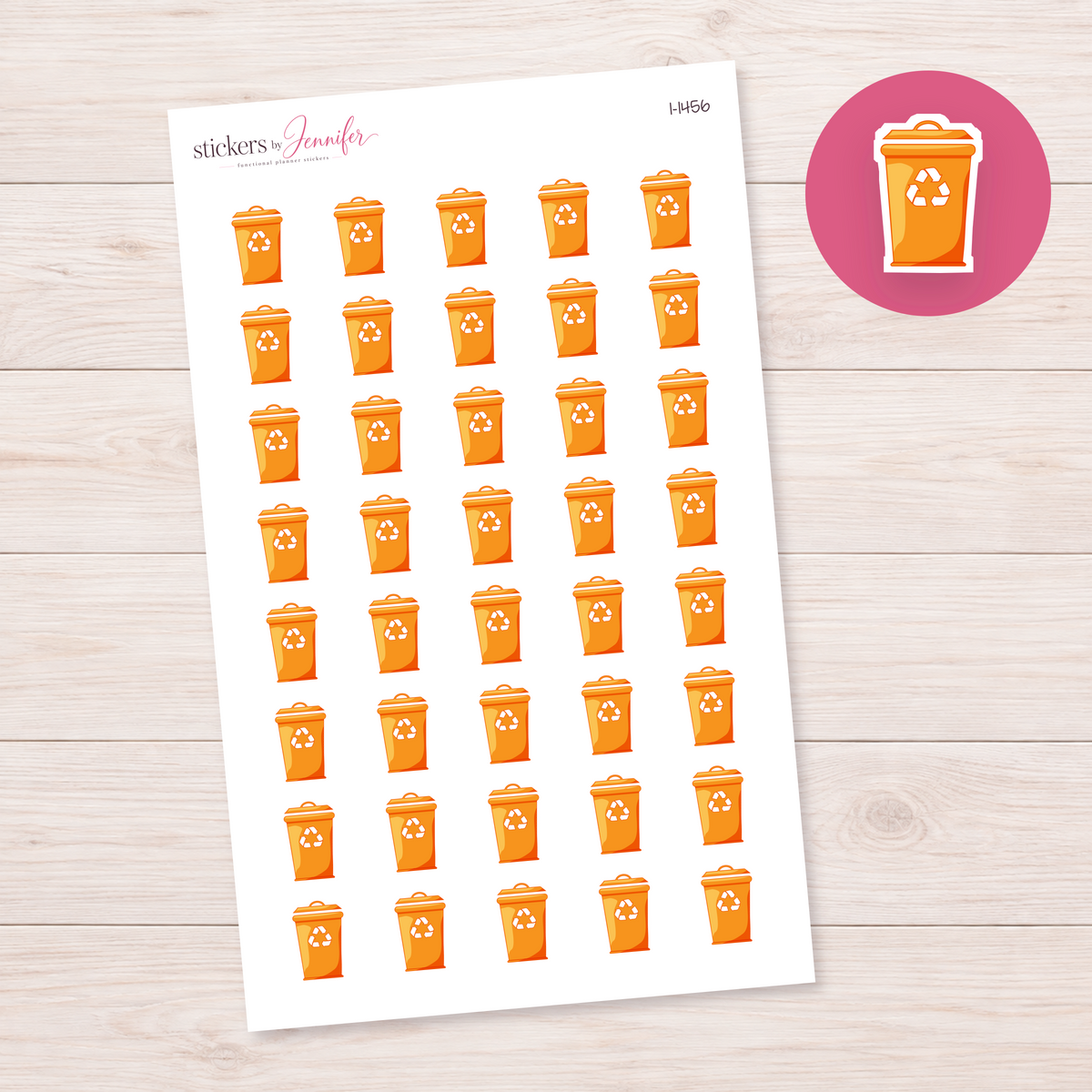 Orange Recycling Bin Planner Stickers | I-1456