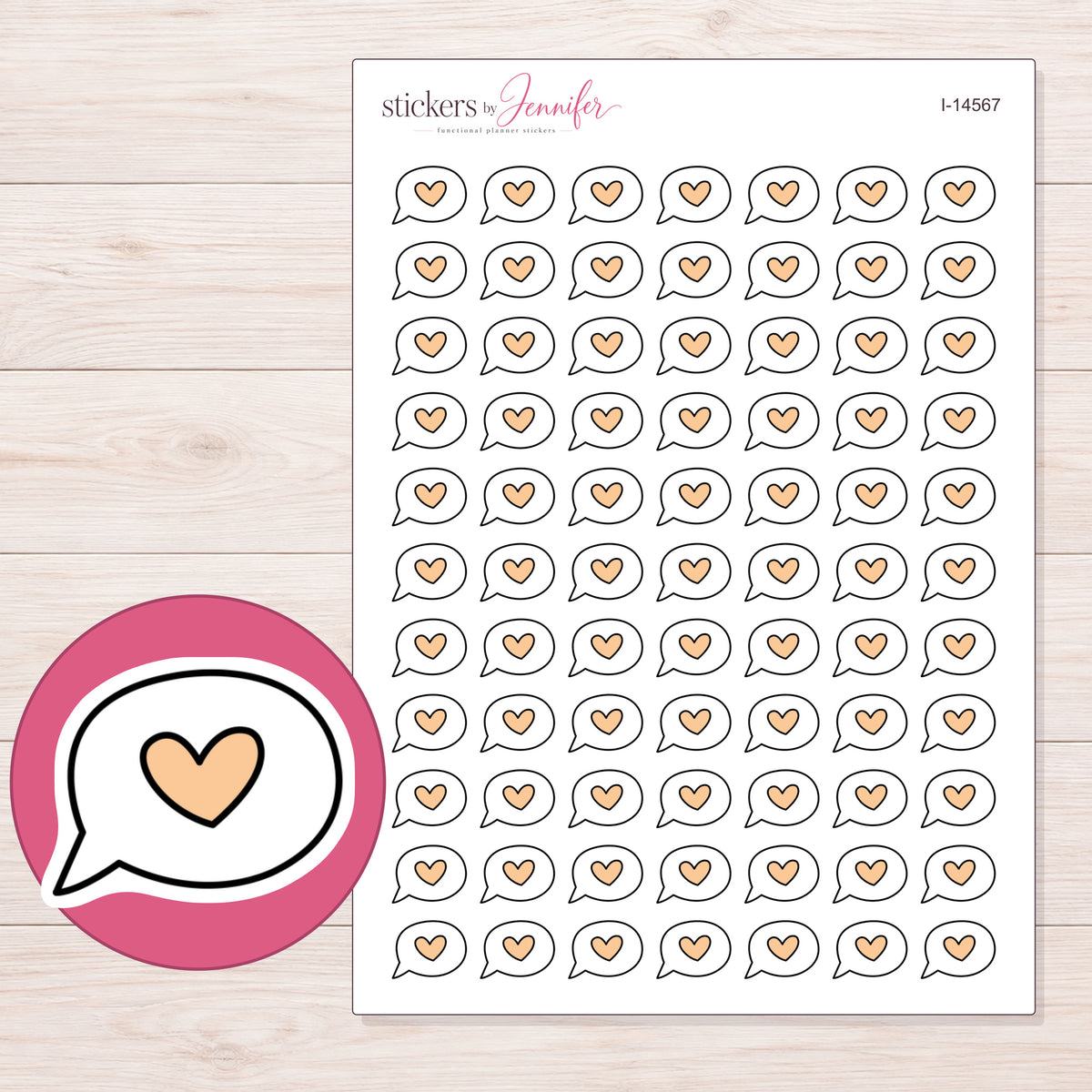 I-14567 planner sticker sheet with enlarged sticker detail