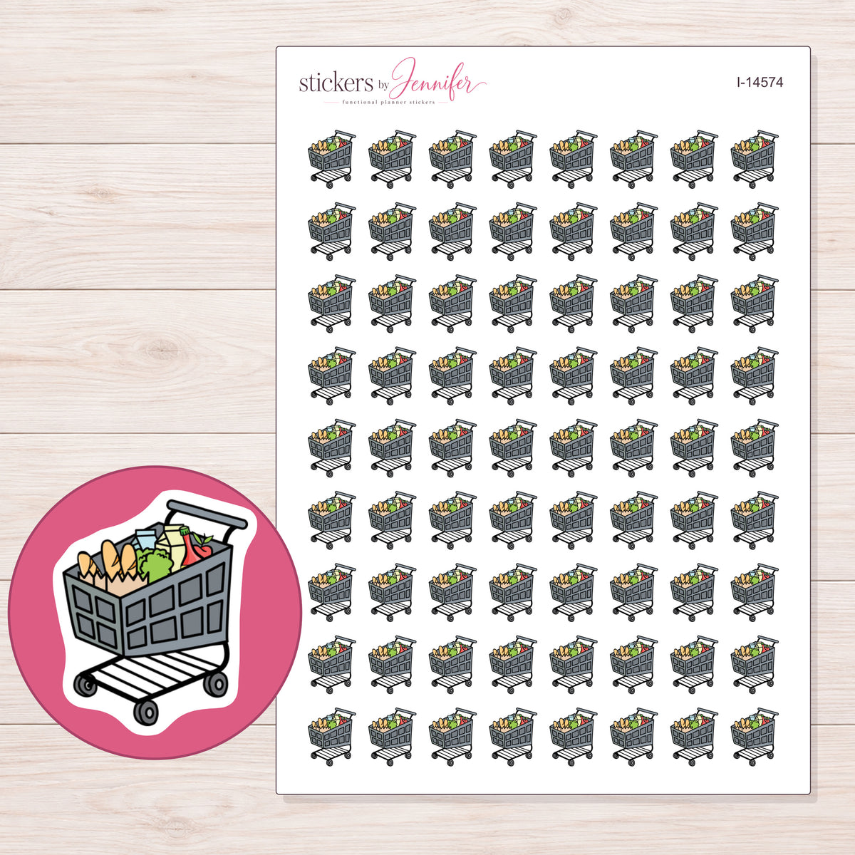 I-14574 planner sticker sheet with enlarged sticker detail