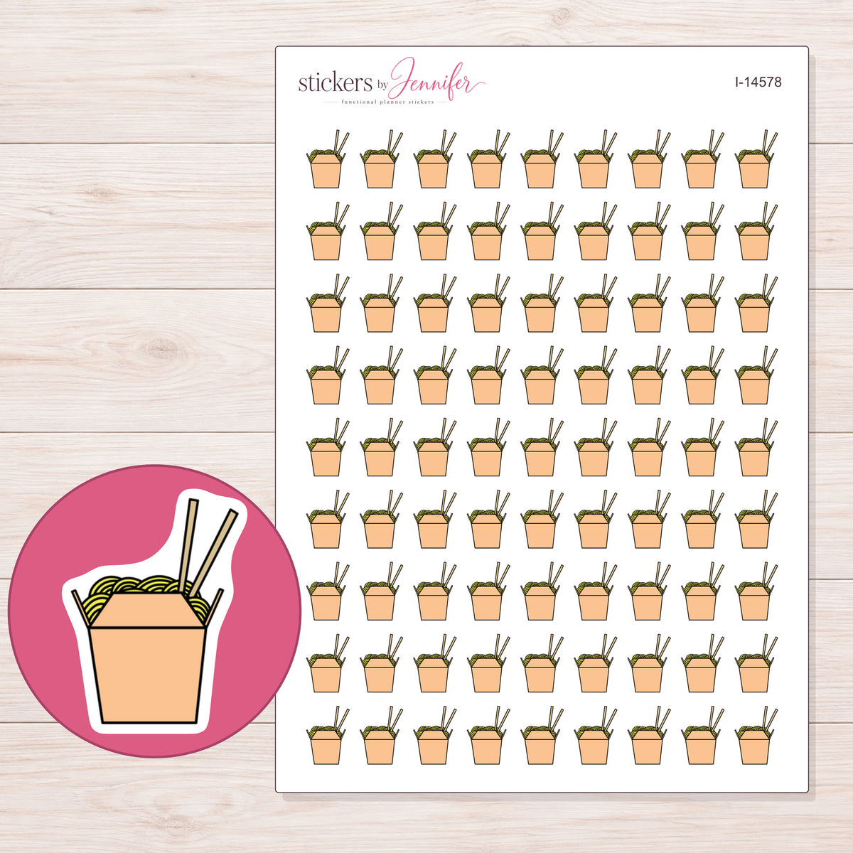 I-14578 planner sticker sheet with enlarged sticker detail