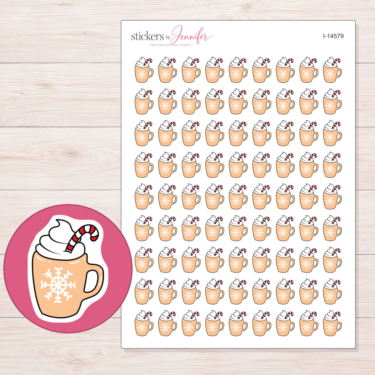 I-14579 planner sticker sheet with enlarged sticker detail
