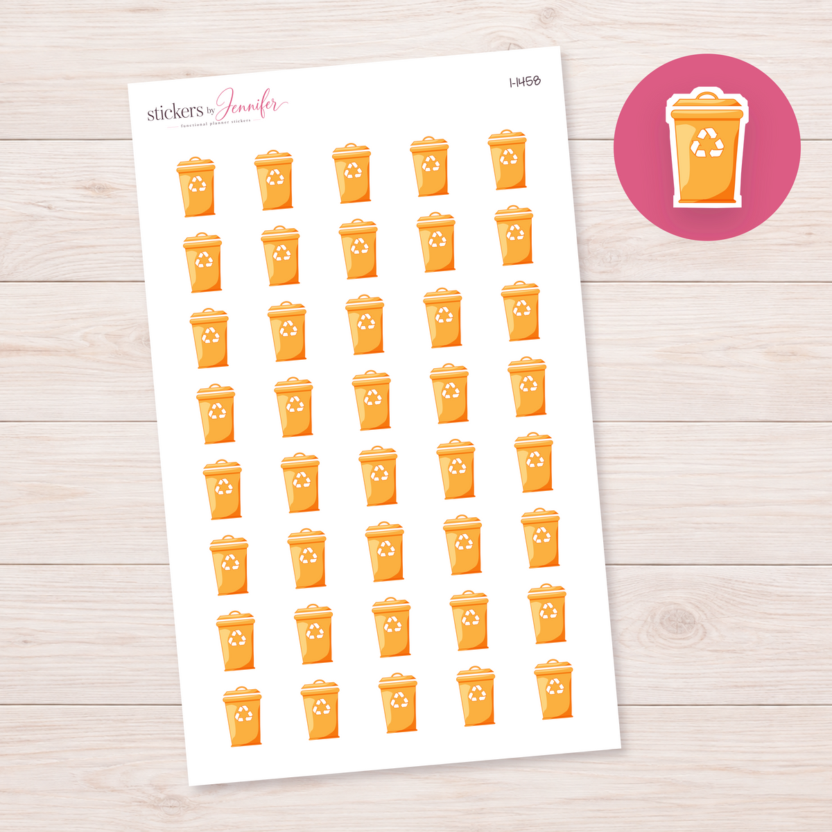 Golden Orange Recycling Bin Planner Stickers | I-1458