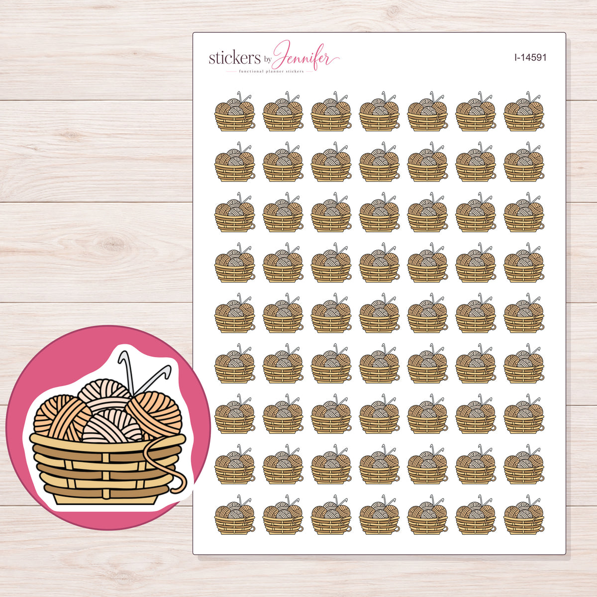 I-14591 planner sticker sheet with enlarged sticker detail