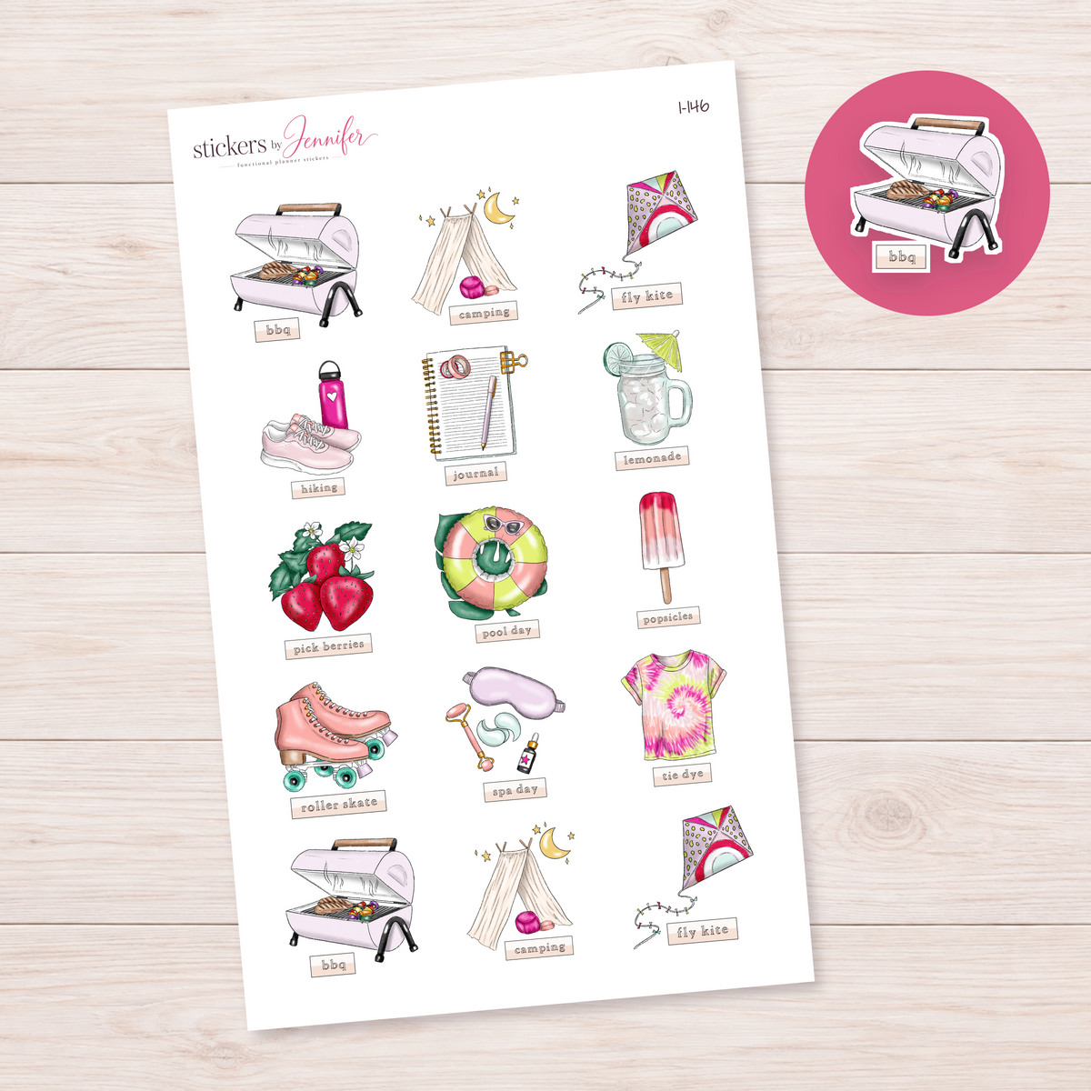 BBQ Grill Label Planner Stickers | I-146