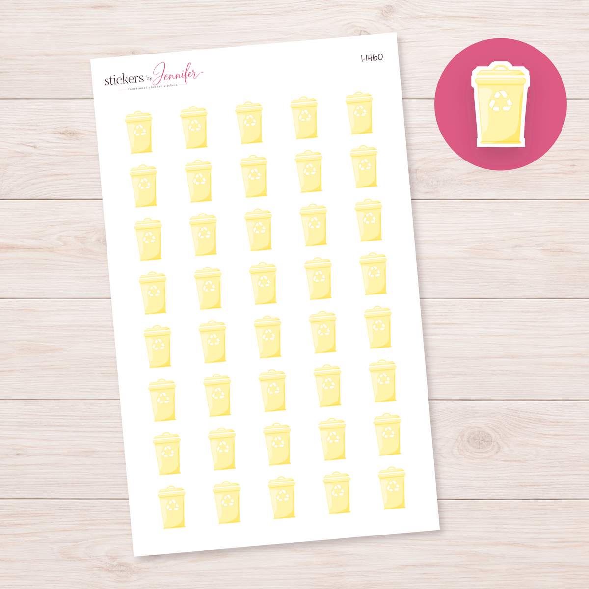 Yellow Recycling Bin Planner Stickers | I-1460