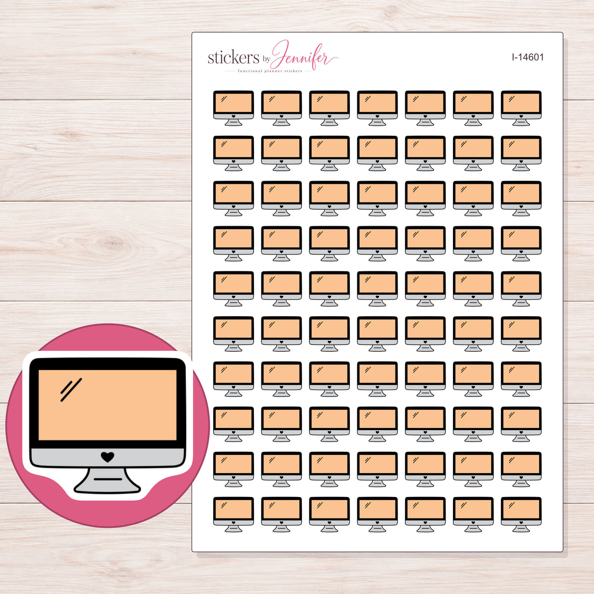 I-14601 planner sticker sheet with enlarged sticker detail