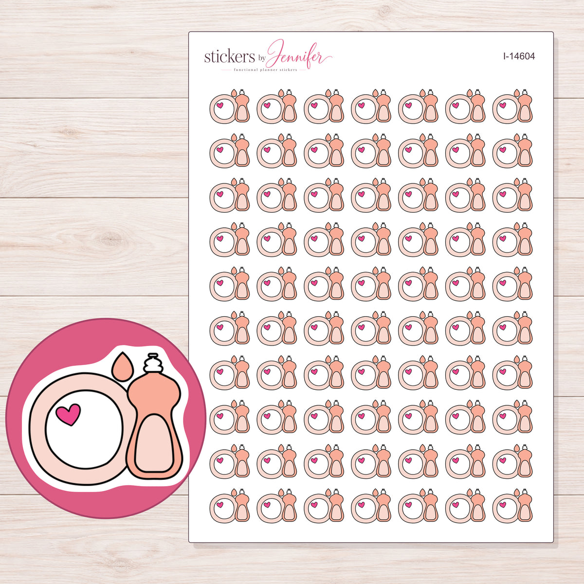 I-14604 planner sticker sheet with enlarged sticker detail