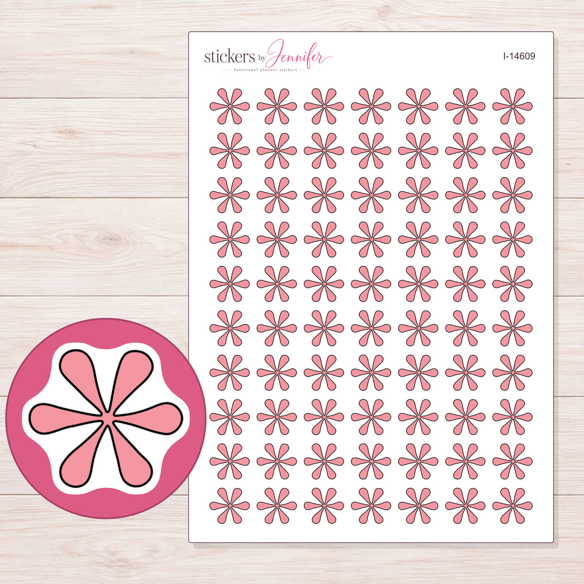 I-14609 planner sticker sheet with enlarged sticker detail