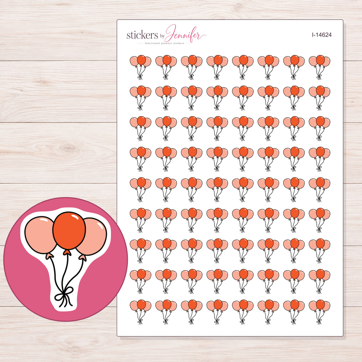 I-14624 planner sticker sheet with enlarged sticker detail